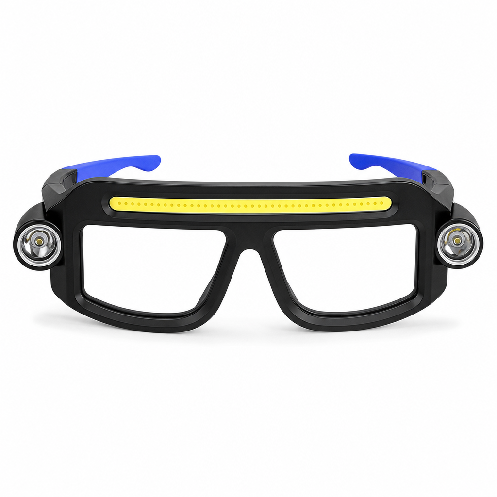 Dual Beam Rechargeable Glasses Light Hands Clip-On LED Eyewear Lamp, Type-C Charging Head Light for Hiking, Repairing and Night Reading