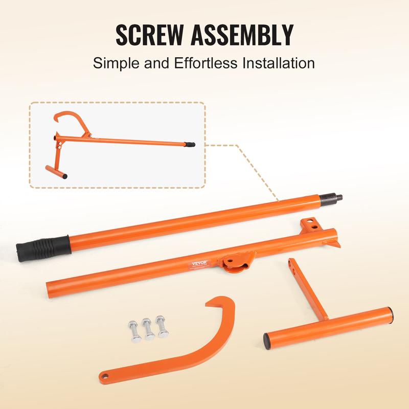 46.5-Inch Carbon Steel Log Lifter - Heavy-Duty Forestry Tool for Log Handling with Adjustable Hook and Rubber Grip