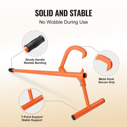 46.5-Inch Carbon Steel Log Lifter - Heavy-Duty Forestry Tool for Log Handling with Adjustable Hook and Rubber Grip