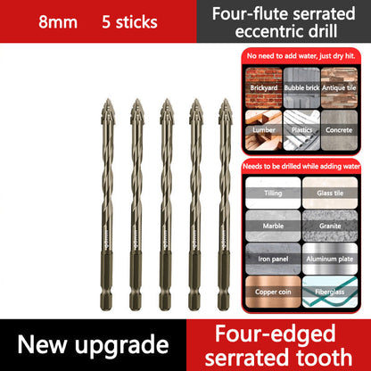 Upgraded Eccentric Four-Flute Drill Bit for Ceramic, Glass, Marble, and Metal