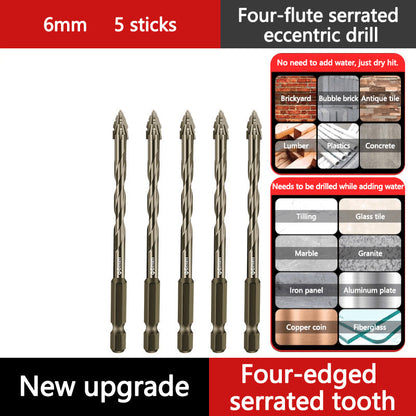 Upgraded Eccentric Four-Flute Drill Bit for Ceramic, Glass, Marble, and Metal