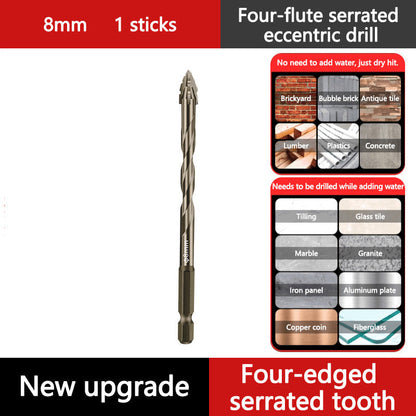 Upgraded Eccentric Four-Flute Drill Bit for Ceramic, Glass, Marble, and Metal