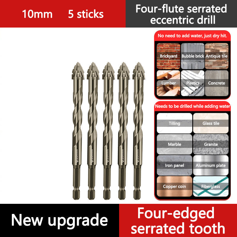 Upgraded Eccentric Four-Flute Drill Bit for Ceramic, Glass, Marble, and Metal
