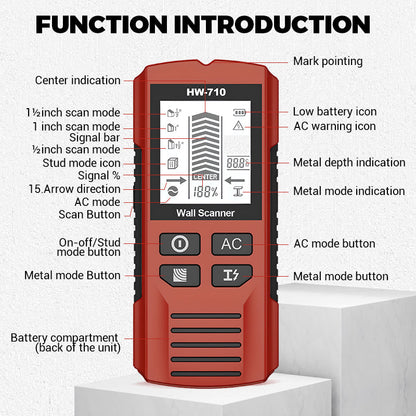 Half Price - 6-in-1 Multi-Function Handheld HD LCD Display Wall Metal Detector