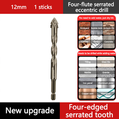 Upgraded Eccentric Four-Flute Drill Bit for Ceramic, Glass, Marble, and Metal