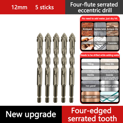 Upgraded Eccentric Four-Flute Drill Bit for Ceramic, Glass, Marble, and Metal