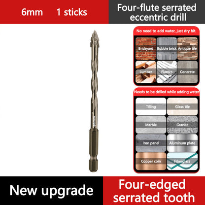 Upgraded Eccentric Four-Flute Drill Bit for Ceramic, Glass, Marble, and Metal
