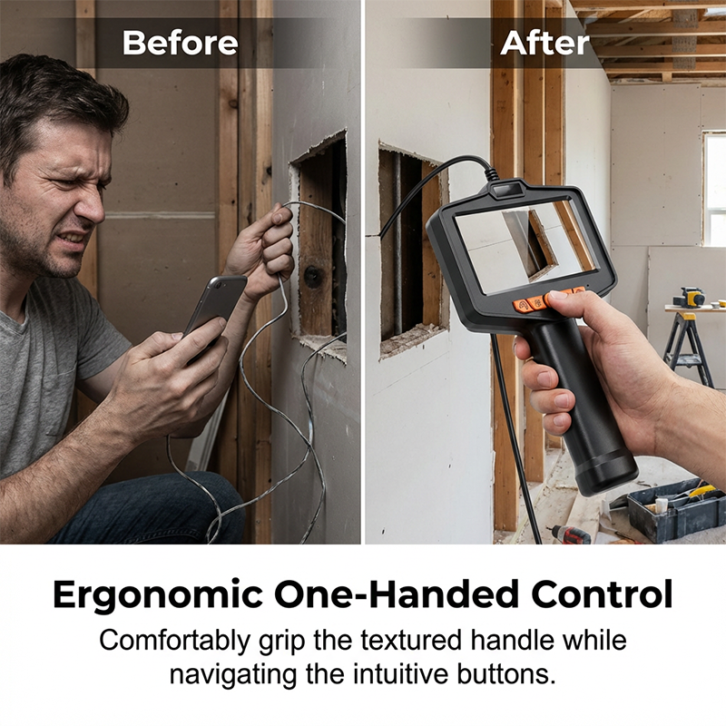 water-resistant Industrial Endoscope Camera with 4.3" IPS Screen