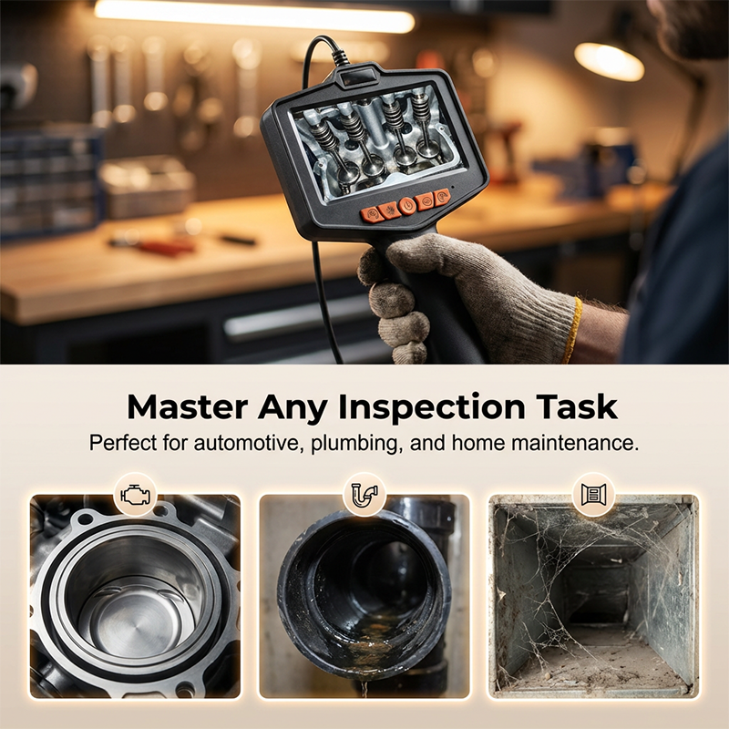 water-resistant Industrial Endoscope Camera with 4.3" IPS Screen