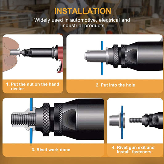Flat Head Threaded Insert Nut Rivet Nuts Set Multi-Size, Corrosion Resistant, Easy Install