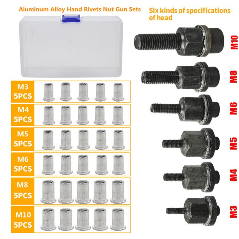 Flat Head Threaded Insert Nut Rivet Nuts Set Multi-Size, Corrosion Resistant, Easy Install