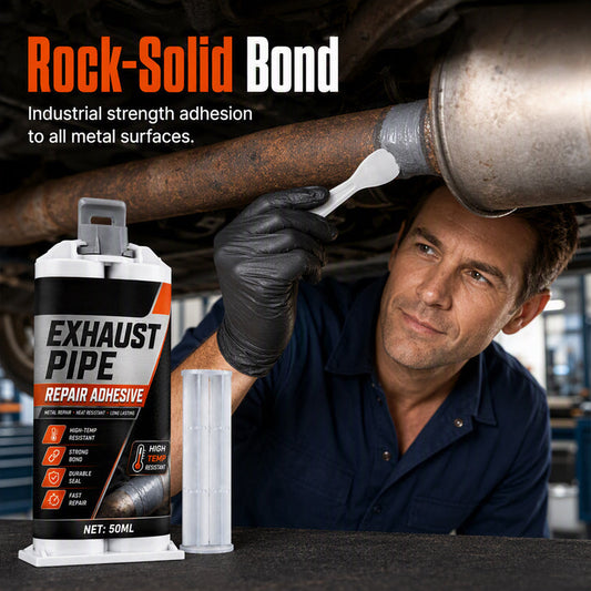 High Temp Exhaust Pipe Repair Glue for iron and steel, withstands extreme heat and vibration. on costly garage repairs