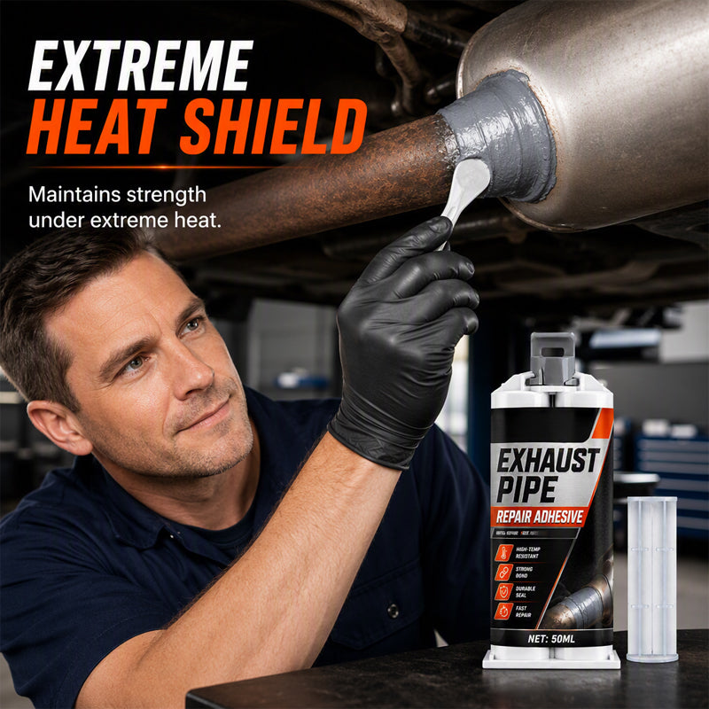 High Temp Exhaust Pipe Repair Glue for iron and steel, withstands extreme heat and vibration. on costly garage repairs