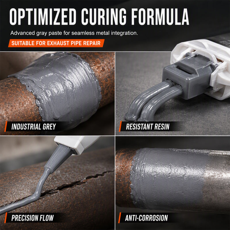 High Temp Exhaust Pipe Repair Glue for iron and steel, withstands extreme heat and vibration. on costly garage repairs