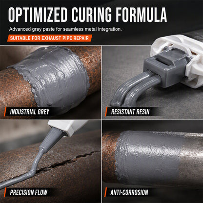 High Temp Exhaust Pipe Repair Glue for iron and steel, withstands extreme heat and vibration. on costly garage repairs
