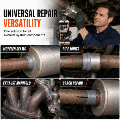 High Temp Exhaust Pipe Repair Glue for iron and steel, withstands extreme heat and vibration. on costly garage repairs