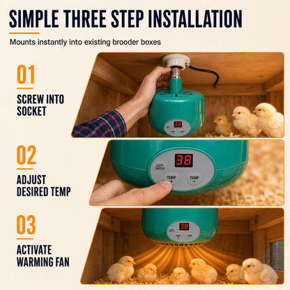 Intelligent Temperature Control Brooder Heater, Adjustable Thermostat Chick Heater for Baby Chicks, Ducklings and Poultry Brooding