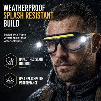 Dual Beam Rechargeable Glasses Light Hands Clip-On LED Eyewear Lamp, Type-C Charging Head Light for Hiking, Repairing and Night Reading