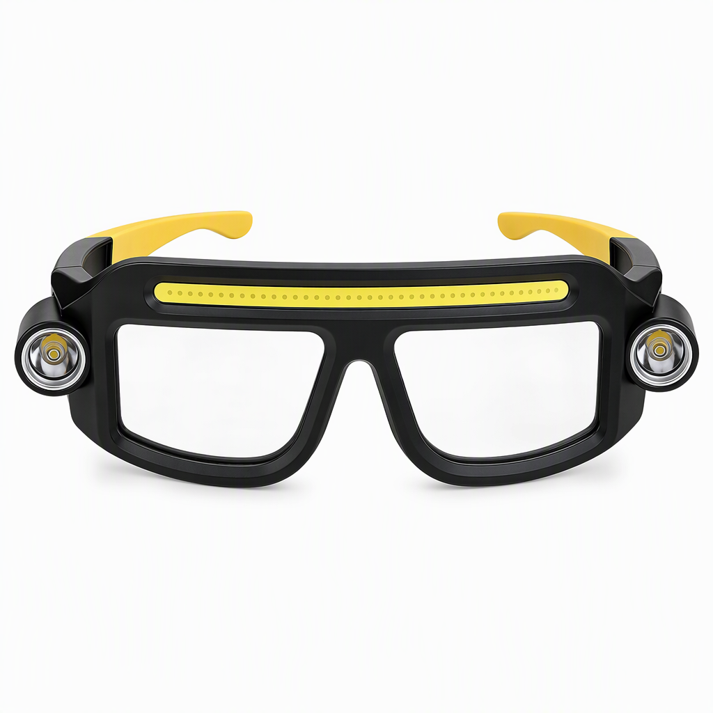 Dual Beam Rechargeable Glasses Light Hands Clip-On LED Eyewear Lamp, Type-C Charging Head Light for Hiking, Repairing and Night Reading