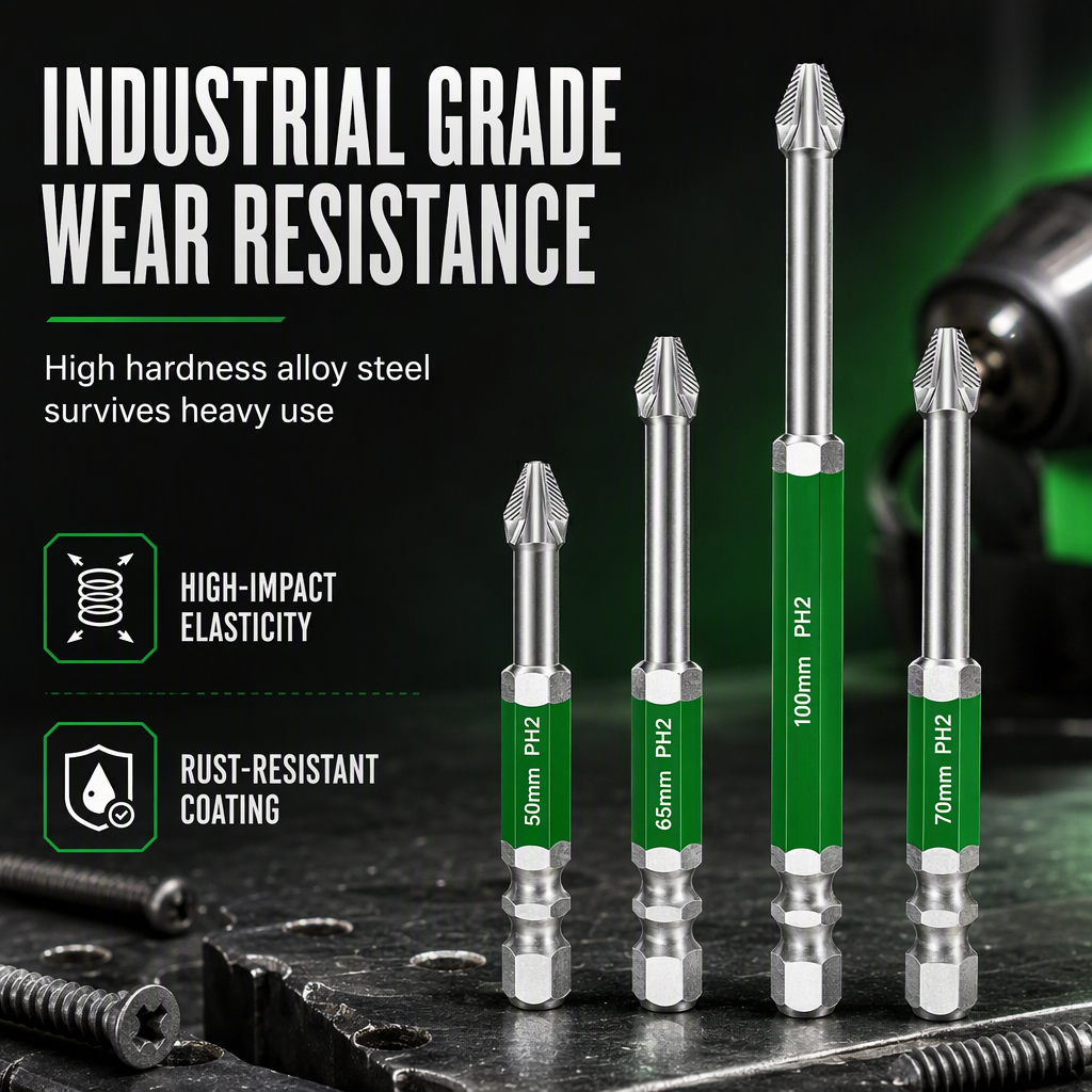 Magnetic Phillips Bit Set Anti-Slip Grip and Impact Resistance for DIY and Repairs