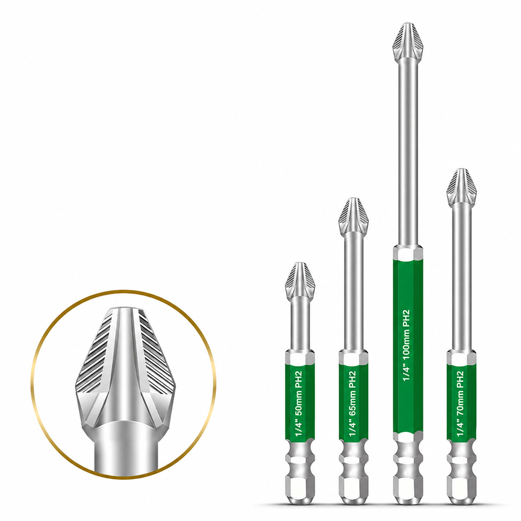 Magnetic Phillips Bit Set Anti-Slip Grip and Impact Resistance for DIY and Repairs
