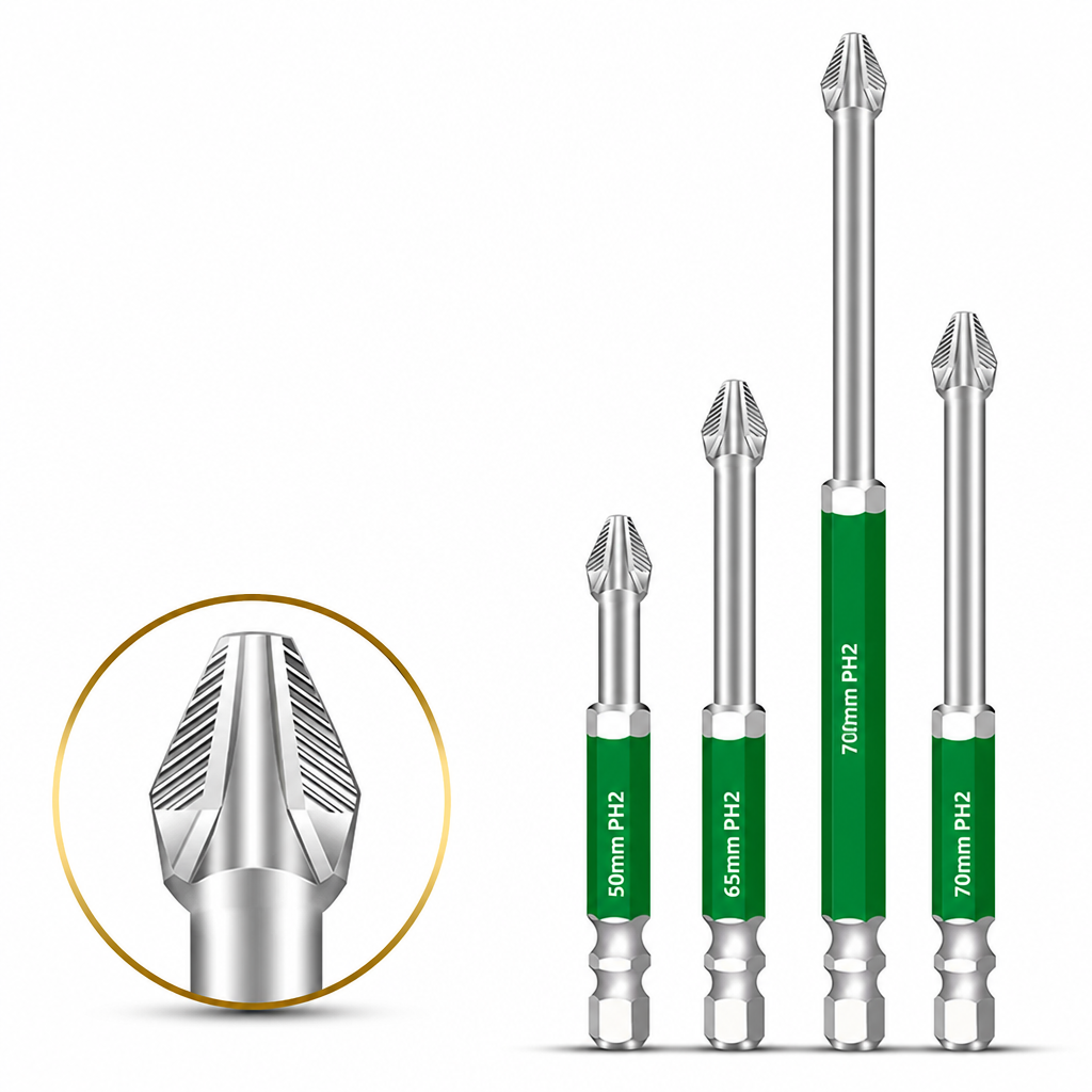 Magnetic Phillips Bit Set Anti-Slip Grip and Impact Resistance for DIY and Repairs